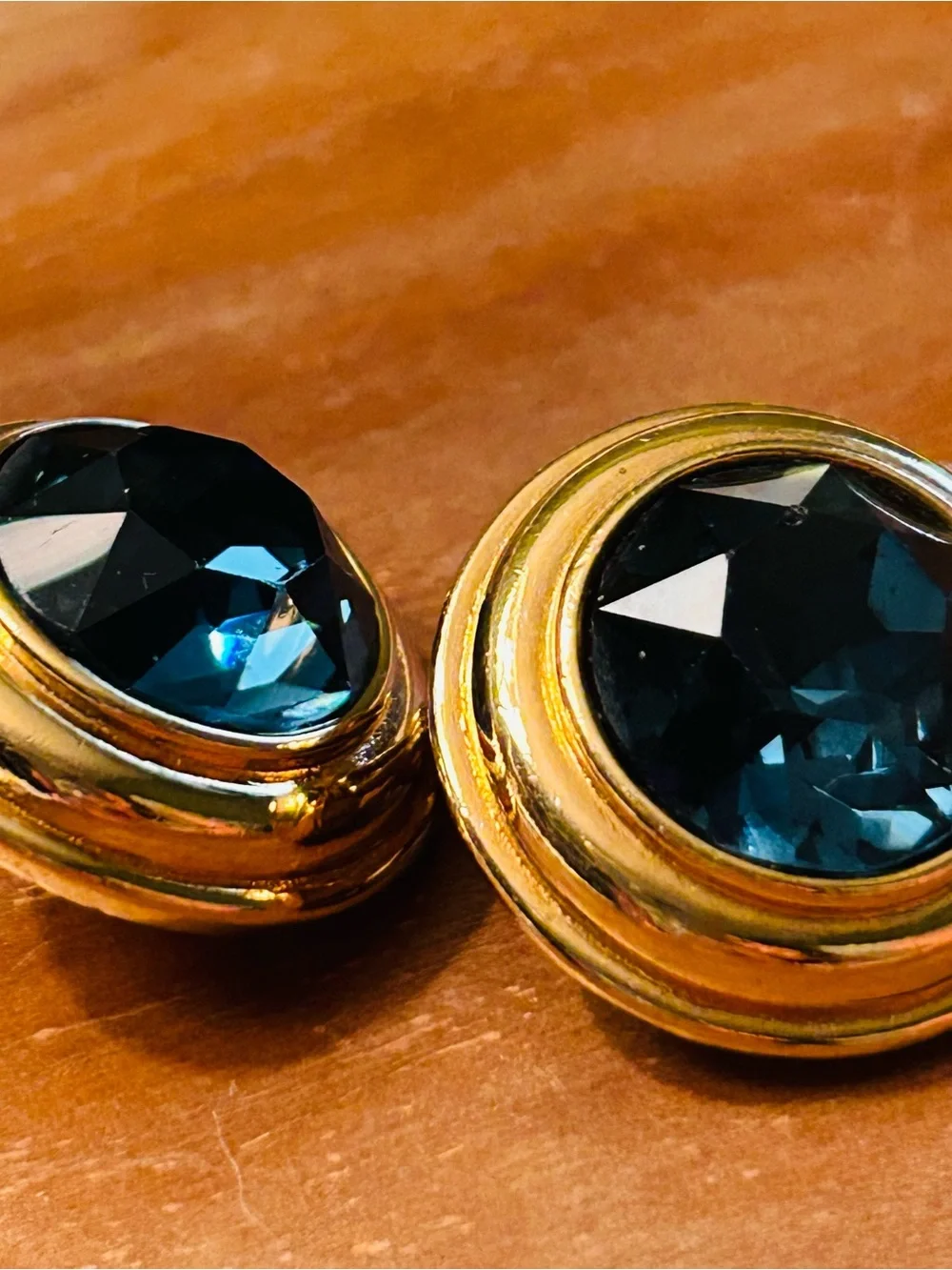 Monet Gold-Tone Earrings with Deep Teal Stones